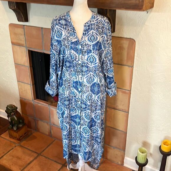 KAS Designs split length kaftan style dress/swimsuit coverup, XL! - Picture 1 of 13